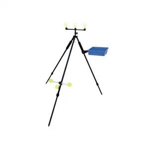 Accessorio pesca appoggia canne Sele tripode surfcasting con vaschetta -H 155cm