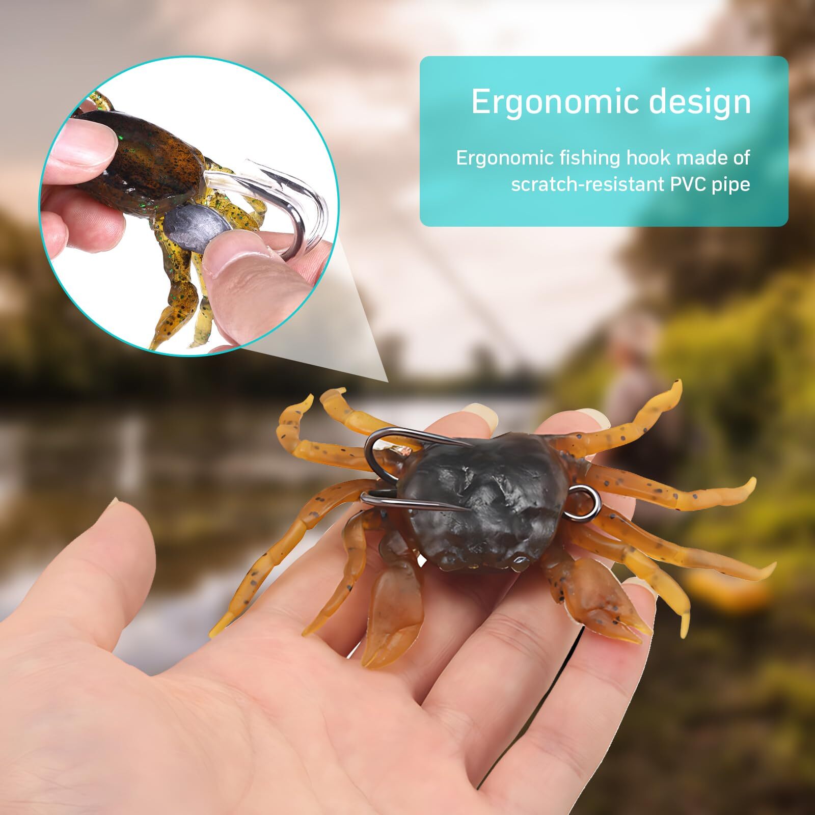 Esche da Pesca Pesca con Esche Artificiali 3 pezzi Soft Fishing Granchio - immagine 2