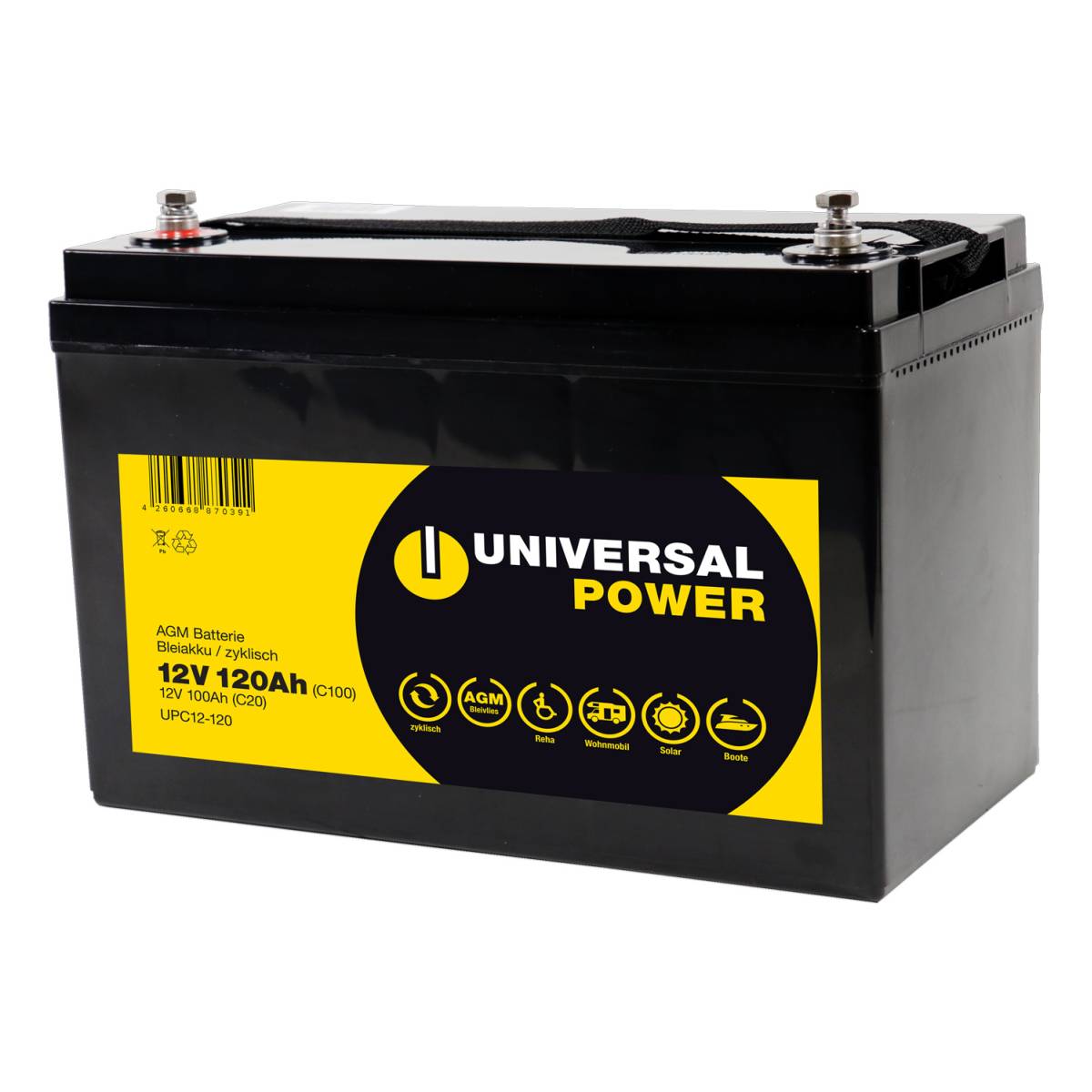 Universal Power AGM UPC12-120 12V 120Ah (C100) - immagine 2